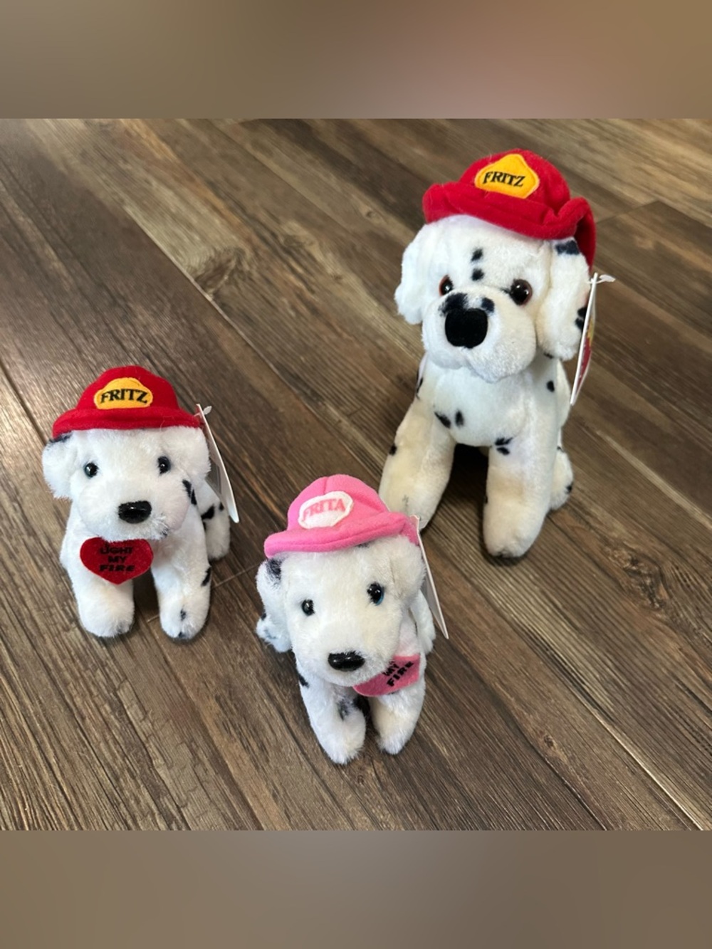 VTG Dakin Dalmatian firehouse dogs Fritz & Frida hang tags still attached lot/3
